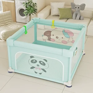 Parc de Jeux (120x120cm) avec Barrière de Sécurité - Vert
