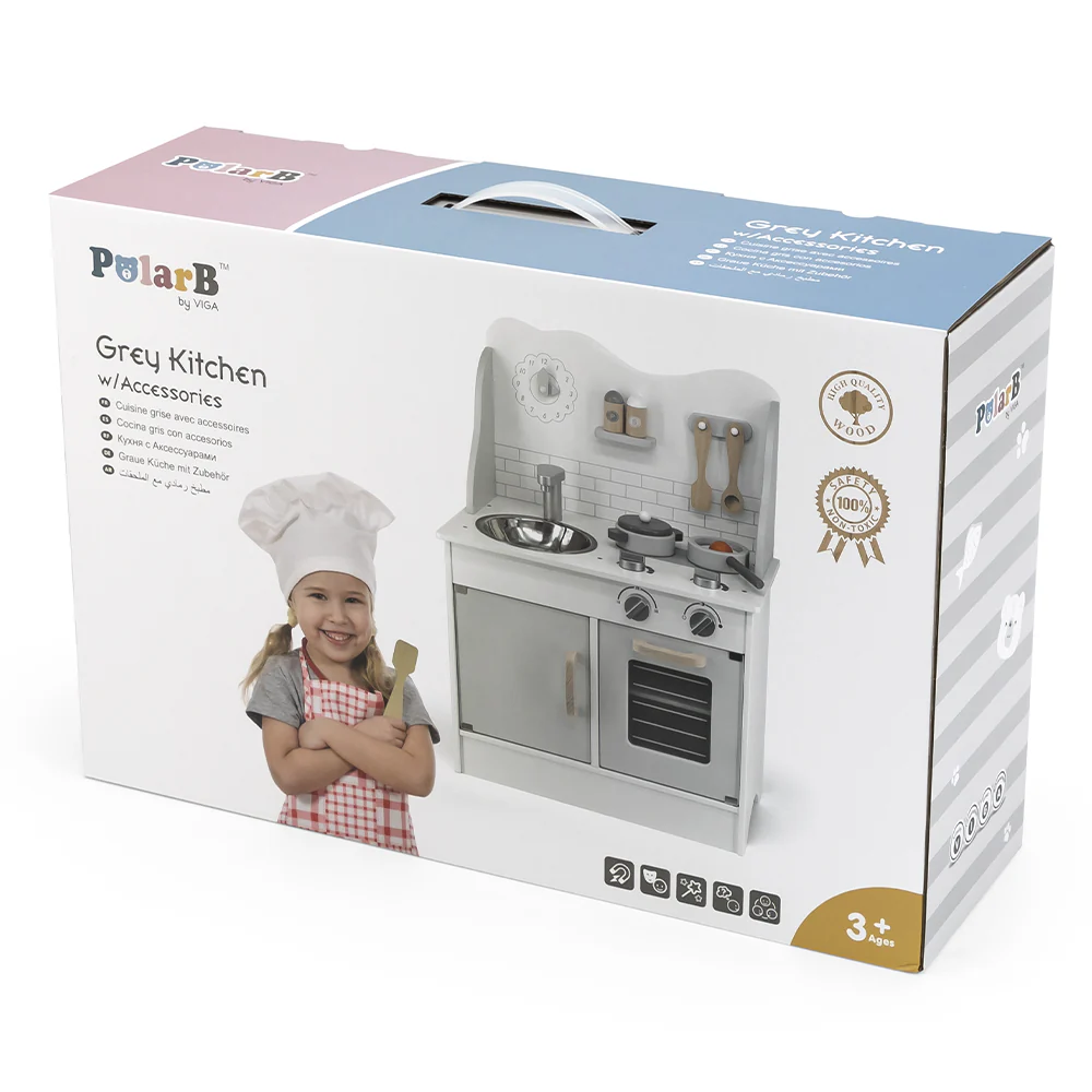 Viga Toys PolarB Cuisine avec Ustensiles 3A+ - Gris – Image 9
