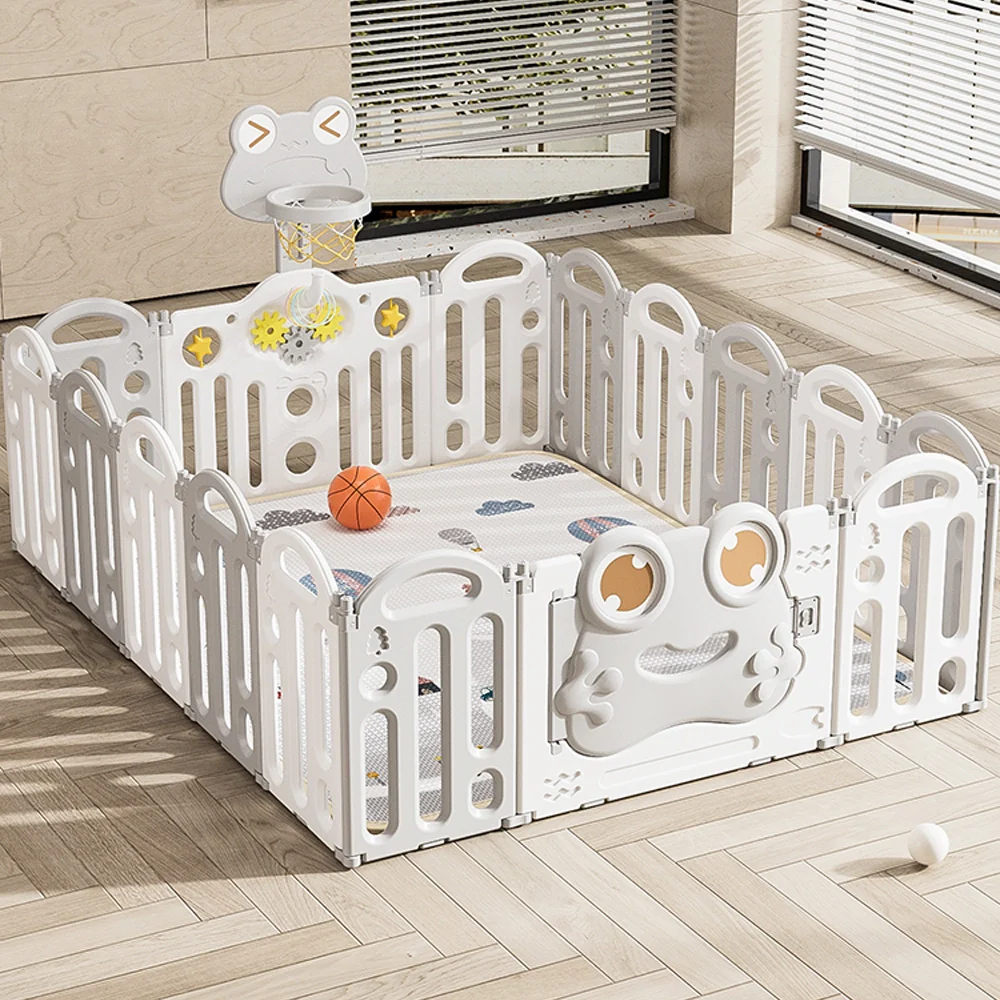 Parc de Jeux (150x187cm) Clôture Pliable 14+2 avec Panier de Basket – Image 2