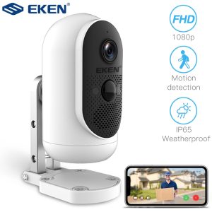 2019 dernière EKEN ARGUS 1080p vision nocturne grand angle mini caméra intérieure/extérieure IP surveillance de sécurité pour la maison/bureau (White)