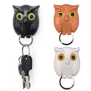 1 pièces nuit hibou noir blanc marron magnétique mur porte-clés aimants garder porte-clés porte-clés crochet clé suspendue il va ouvrir les yeux