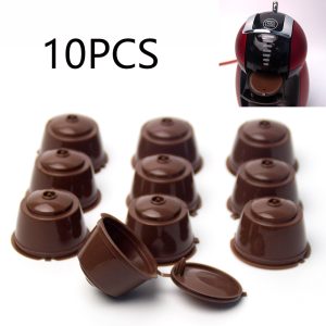 10 pièces Capsules de café rechargeables pour dosettes de café DOLCE GUSTO filtre à café réutilisable en plastique avec brosse à cuillère de haute qualité